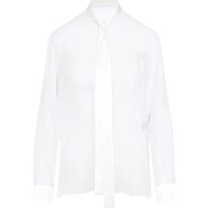 Dolce & Gabbana, Blouses & Shirts, Dames, Wit, M, Witte Zijden Overhemd Elegante Stijl