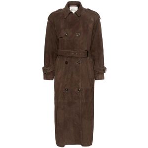 My Essential Wardrobe, Jassen, Dames, Bruin, S, Suède, Delicioso Suède Trenchcoat Jas