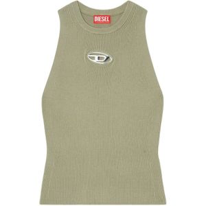 Diesel, Tops, Dames, Groen, S, Groene Viscose Mouwloze Top