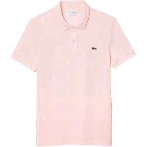 Lacoste, Tops, Heren, Roze, XL, Gebreide Polo Shirt Slim Fit