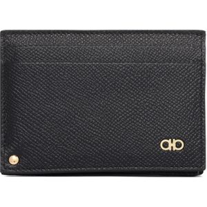 Salvatore Ferragamo, Accessoires, Heren, Zwart, ONE Size, Zwarte Kaarthouder met Klein Logo