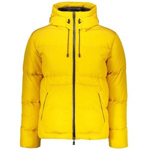 Herno, Jassen, Heren, Geel, XL, Polyester, Waterdichte Donsjas met Capuchon