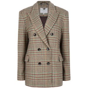 Dante 6, Jassen, Dames, Bruin, S, Wol, Veelkleurige Glencheck Blazer van Wolmix
