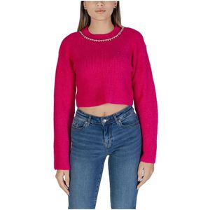 Only, Truien, Dames, Roze, L, Polyester, Fuchsia Trui Lange Mouw