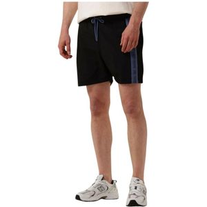 Tommy Hilfiger, Korte broeken, Heren, Zwart, 2Xl, Logo Tape Mid Length Slim Zwemshorts