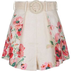 Zimmermann, Korte broeken, Dames, Veelkleurig, S, Linnen, Bloemen linnen hoge taille shorts