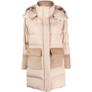 Lorena Antoniazzi, Mantels, Dames, Beige, S, Polyester, Beige Donsjas Casual Stijl