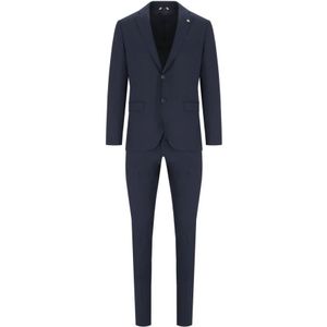 Manuel Ritz, Pakken, Heren, Blauw, 2Xl, Polyester, Donkerblauw Single-Breasted Pak