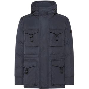 Peuterey, Jassen, Heren, Blauw, 3Xl, Leer, Quilted Jacket Aiptek MFC 04