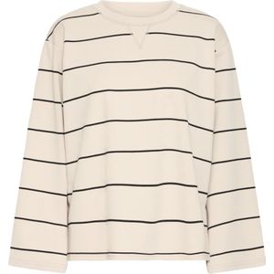 Ichi, Tops, Dames, Beige, S, Polyester, Gestreept shirt met lange mouwen