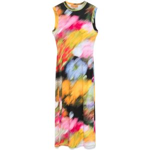 Stine Goya, Kleedjes, Dames, Veelkleurig, L, Sinaasappel Oranje Grafische Print Jurk