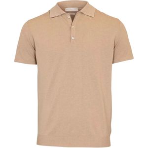 Daniele Fiesoli, Tops, Heren, Beige, L, Katoen, Katoenen Polo met Korte Mouwen Sand