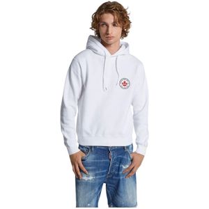 Dsquared2, Sweatshirts & Hoodies, Heren, Wit, XL, Stijlvolle Felpas voor een trendy look