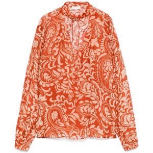 Liu Jo, Blouses & Shirts, Dames, Rood, M, Bloemen Bruine Shirt voor Vrouwen