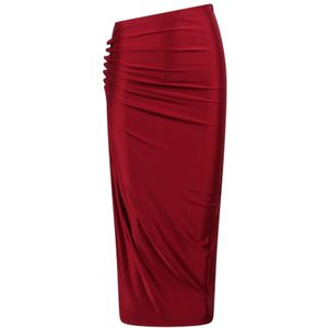 Rabanne, Rokken, Dames, Rood, S, Gegoten Jersey Maxi Rok met Split