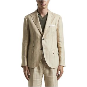 Peserico, Jassen, Heren, Beige, S, Linnen, Ermenegildo Zegna linnen enkellange blazer