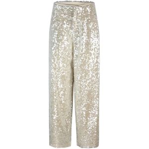 Philosophy di Lorenzo Serafini, Broeken, Dames, Beige, S, Pailletten, Witte pailletten wijde pijpen broek