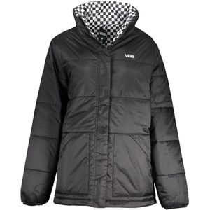 Vans, Jassen, Dames, Zwart, XS, Nylon, Omkeerbare Waterdichte Nylonjas met Borduursel