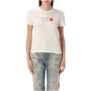 Acne Studios, Tops, Dames, Grijs, L, Katoen, Vintage Logo T-shirt Parel Grijs