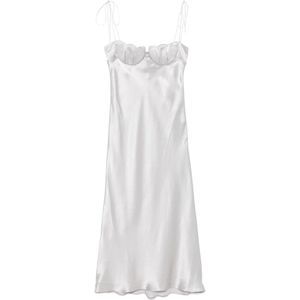 Anna October, Kleedjes, Dames, Grijs, S, Grijze Slip Jurk met Bustier Halslijn