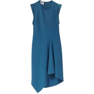 Moschino, Kleedjes, Dames, Groen, XS, Polyester, Asymmetrische Mouwloze Jurk in Ottanio
