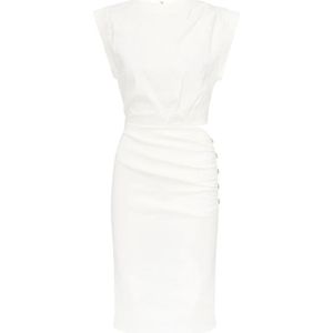 Pinko, Kleedjes, Dames, Wit, XS, Linnen, Linnen Stretch Jurk in Wit