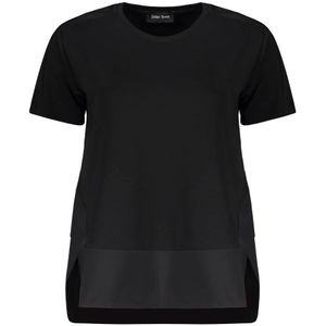 Herno, Tops, Dames, Zwart, XL, Katoen, Asymmetrisch katoenen T-shirt met technische inzetstukken