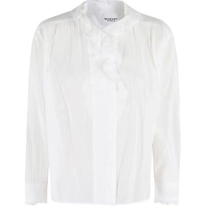 Isabel Marant Étoile, Blouses & Shirts, Dames, Wit, 2Xs, Katoen, Witte Katoenen Voile V-Hals Blouse