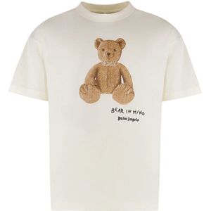 Palm Angels, Tops, Heren, Wit, S, Katoen, Bear in Mind T-shirt