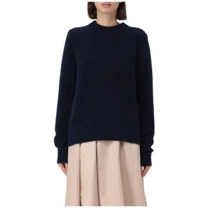 K-Way, Truien, Dames, Blauw, L, Zwarte Alpaca Crew Neck Sweater