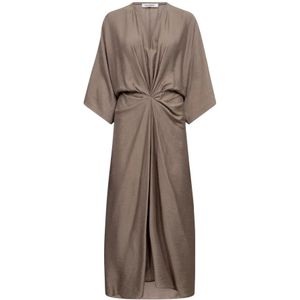 Co'Couture, Kleedjes, Dames, Bruin, S, Elegante Knoopjurk in Walnoot