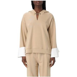 Twinset, Sweatshirts & Hoodies, Dames, Beige, XL, Hoodie met kettingdetail