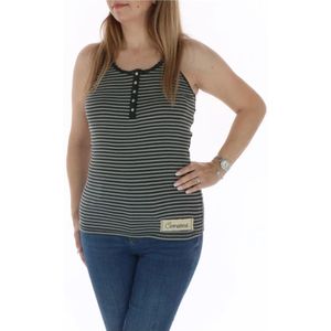 Converse, Tops, Dames, Veelkleurig, M, Katoen, Gestreepte Tanktop Mouwloos Knoopsluiting