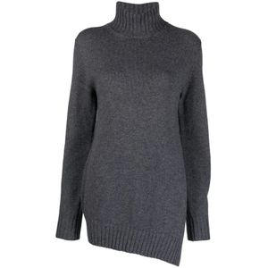 Jil Sander, Truien, Dames, Grijs, M, Wol, Casual Grijze Wollen Trui