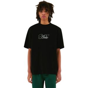 Arte Antwerp, Tops, Heren, Zwart, M, Katoen, Script Logo Zwart T-shirt