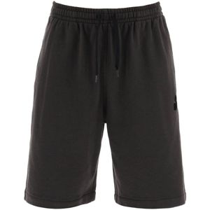 Isabel Marant, Korte broeken, Heren, Zwart, XL, Katoen, Sweatshorts van katoen met faded effect