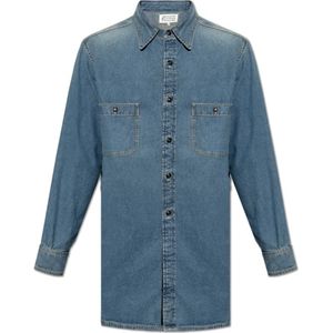 Maison Margiela, Overhemden, Heren, Blauw, M, Denim, Denim overhemd met vintage effect