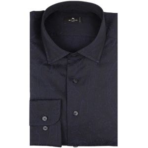 Etro, Overhemden, Heren, Blauw, 3Xl, Katoen, Blauwe Paisley Jacquard Overhemd