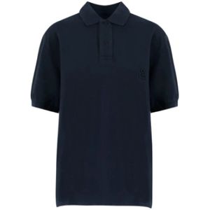 Isabel Marant, Tops, Heren, Blauw, S, Geborduurd Poloshirt met Voorknoppen
