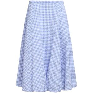 Marni, Rokken, Dames, Blauw, S, Katoen, Blauw-wit Micro Ruit Rok
