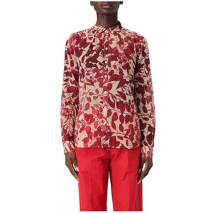 Forte Forte, Blouses & Shirts, Dames, Rood, M, Katoen, Rode Bloemen Blouse met Knopen
