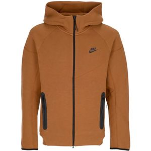 Nike, Sweatshirts & Hoodies, Heren, Bruin, XS, Katoen, Tech Fleece Zip Hoodie Lt British Tan/Black