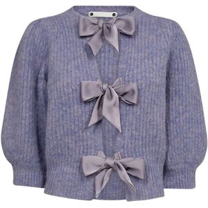 Co'Couture, Truien, Dames, Paars, L, Wol, Coralie Bow Rib Cardigan