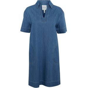 Part Two, Kleedjes, Dames, Blauw, 2Xs, Denim, Lichtblauwe Denim Jurk met Korte Mouwen