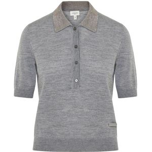 Jacob Cohën, Tops, Dames, Grijs, S, Wol, Wollen Polo Shirt Gemaakt in Italië