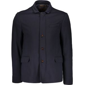 Moorer, Jassen, Heren, Blauw, L, Polyester, Klassieke Blazer met Logodetailknopen