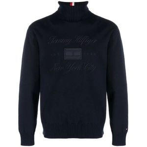Tommy Hilfiger, Truien, Heren, Blauw, S, Katoen, Turtleneck Sweatshirt