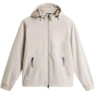 Woolrich, Sweatshirts & Hoodies, Heren, Beige, XL, Soft Shell Full Zip Hoodie