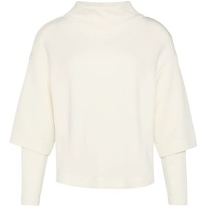 s.Oliver, Tops, Dames, Beige, 3Xl, Polyester, Casual Scuba Sweatshirt met Dropped Schouders