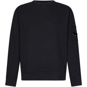 C.p. Company, Sweatshirts & Hoodies, Heren, Blauw, S, Katoen, Blauwe Crewneck Sweatshirt Ss 25